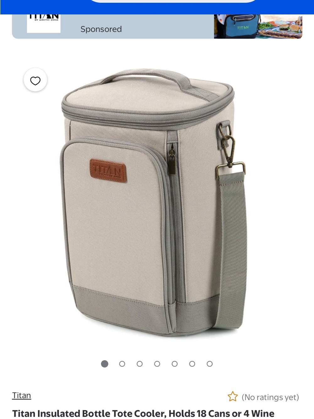 Titan Light Gray Insulated Bottle Tote with Shoulder Strap